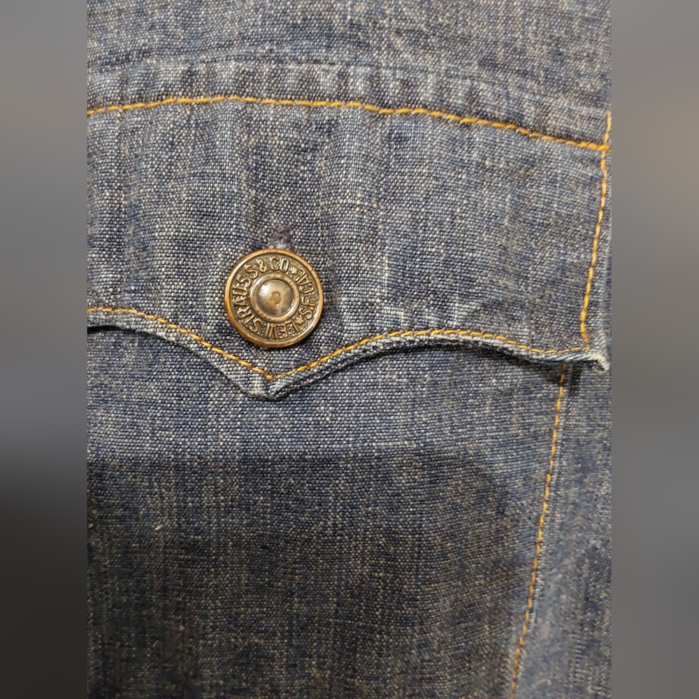 Vintage 1970s Levi’s Big E Denim Shirt Orange Tab Size M Made in USA - Picture 4 of 15